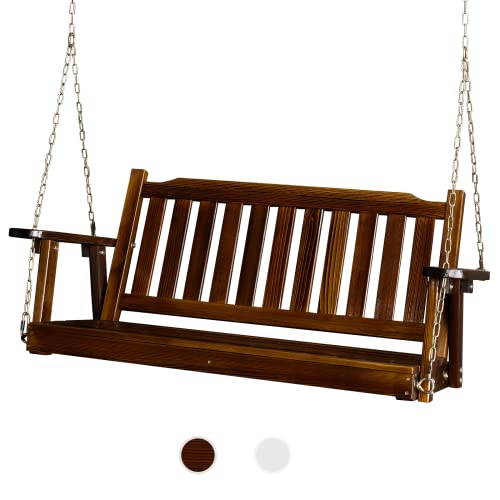VINGLI Heavy Duty 880 LBS 4 FT Outdoor Porch Swing, Patio Hanging Swing Bench for Yard, Rustic - color: Rustic, size: 4 FT