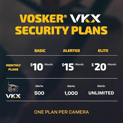Vosker VKX Farmers Pack Solar 4G LTE Security Camera, Wireless Outdoor Surveillance for Farms, Sheds and Rural Properties, No Wi-Fi Needed, SIM Card Included Night Vision, IP65 Weather-Resistant