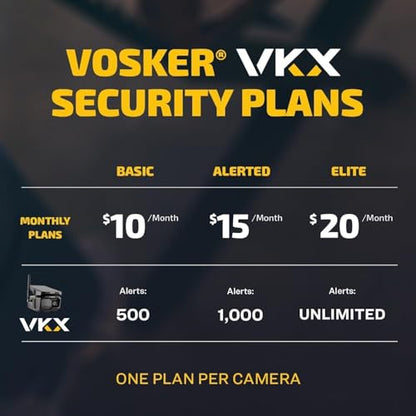 Vosker VKX Farmers Pack Solar 4G LTE Security Camera, Wireless Outdoor Surveillance for Farms, Sheds and Rural Properties, No Wi-Fi Needed, SIM Card Included Night Vision, IP65 Weather-Resistant