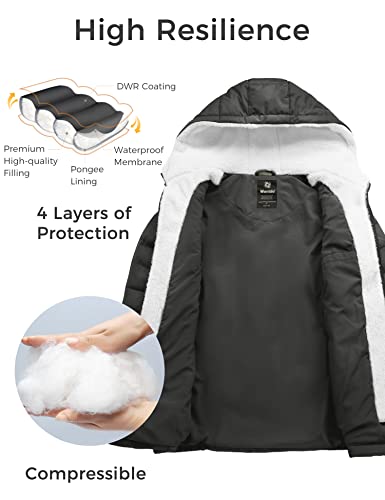wantdo Women's Quilted Winter Coats Hooded Warm Puffer Jacket with Fleece Hood - color: Dark Gray, size: X-Large
