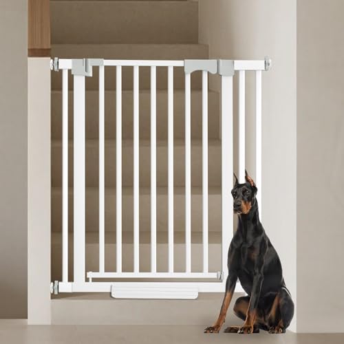 41'' Extra Tall Baby Gate for Large Dogs Pets Indoor No Jumping Over, 30-40.9'' Wide Heavy Duty Puppy Gate for Doorways, Pressure Mounted Metal Gate for Child Toddler No Tools Needed(White) - size: 30''-40.9'' Wide