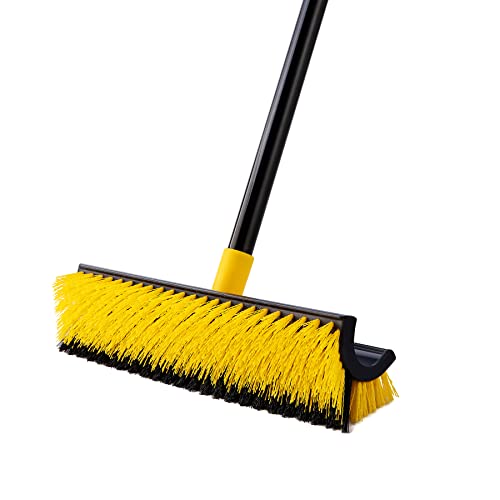 Yocada Double-Sided Floor Scrub Brush Triangle Brush Corner Crevice Cleaning Heavy Duty Stiff Bristle 65.5" for Cleaning Patio Bathroom Garage Kitchen Wall Deck Tub Tile