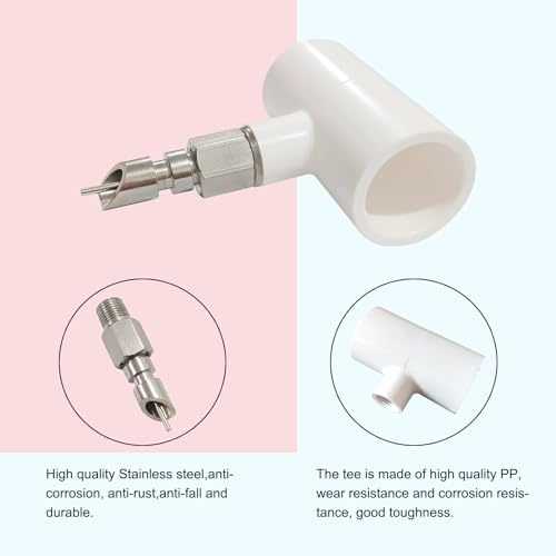 Stainless Steel Rabbit Water Nipples Metal Automatic Watering System with PVC Tee for Rat, Guinea Pig, Hamster, Ferrets (6Pcs)