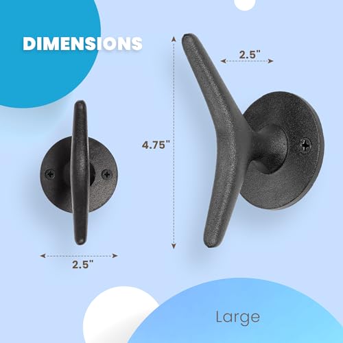 Cast Iron Coat Hooks - Boat Cleat Nautical Marine Entryway Decor Multi-Purpose Hat Towel Hanging Hook - Durable & Rust-Resistant - Includes Mounting Hardware - 4 Pack (Large, Natural) - style: Boat Cleat Large (Natural)