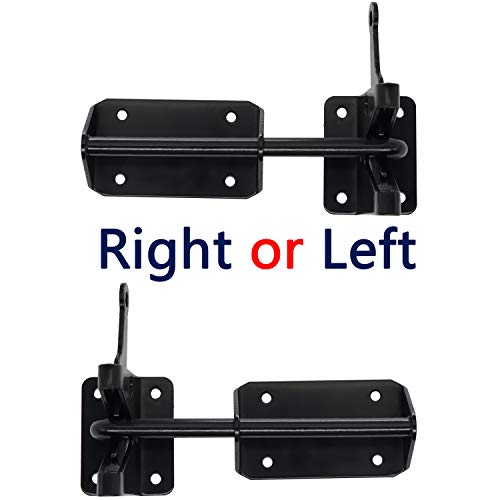 Heavy Duty Automatic Latch for Wooden & Metal Gates, Vinyl Fence, Self Locking Outswinging Pool & Dog Gate Door Latch with Gravity Security & Cable Pull Opener, Black