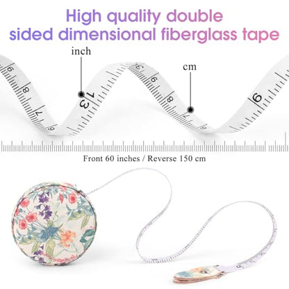 Retractable Mini Tape Measure, Auto-Retract, Premium Leather Tape Measure, Dual-Sided Ruler, Ideal for Fabric Cutting, Body Measurements, and Handicrafts (Trumpet Flowers) - color: Colorful Trumpet Flowers