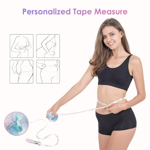 Sewing Tape Measure，Colour Printed Small Retractable Soft Measuring Tape for Tailor Cloth Fabric Body Measurements. - color: Green Marble