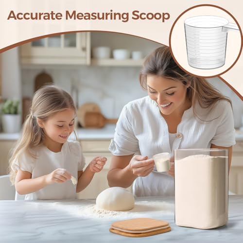 ComSaf Glass Food Storage Containers, 3.6Qt/1.2Qt Glass Flour and Sugar Containers with Airtight Lids, Large Square Jars with Bamboo Lids for Rice, Pasta, Oats, Grains, Cookies, Snacks, Candy - color: 3.6Qt/1.2Qt-Square