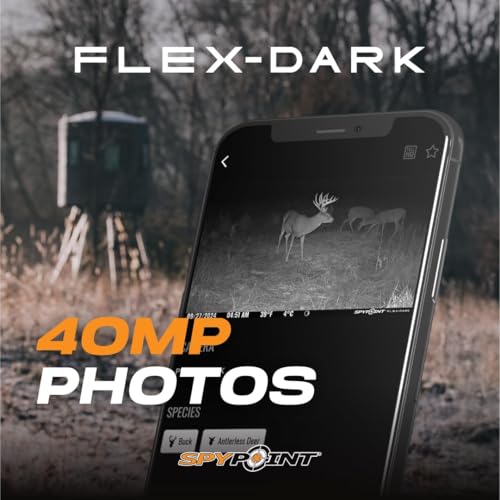 SPYPOINT Flex-Dark Starter Pack Cellular Trail Camera, 40MP Photos and 1080p Videos w/Sound, Double the Battery Capacity, GPS-Enabled, Dual-SIM LTE Connectivity, 100' Flash & Detection Range - color: Starter Pack- SD, size: Pack of 1
