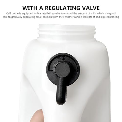 4L Calf Bottle, Plastic Nursing Bottle with Detachable Nipple Regulating Valve Handle Farm Equipment, White - size: 1 Count (Pack of 1)