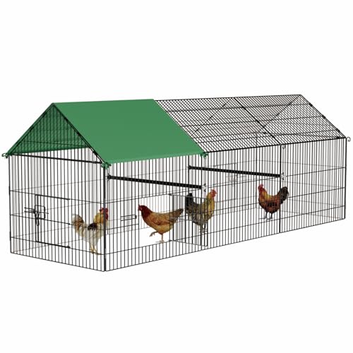 STILLCOVE Large Chicken Coop Run: 130" × 40" Outdoor Metal Duck Pen with Cover - Poultry Cage Enclosure for Rabbit Hen Quail - size: 130.0"L x 40.0"W x 40.0"H