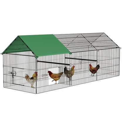 STILLCOVE Large Chicken Coop Run: 130" × 40" Outdoor Metal Duck Pen with Cover - Poultry Cage Enclosure for Rabbit Hen Quail - size: 130.0"L x 40.0"W x 40.0"H
