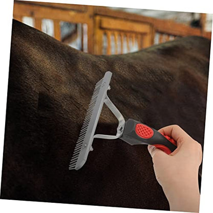 BESTonZON Ergonomic Rubber Handle Horse Hair Grooming Comb with Durable Rust Resistant Metal Teeth Comfortable Massage Brush for Horse Fur Cleaning and Shedding Removal