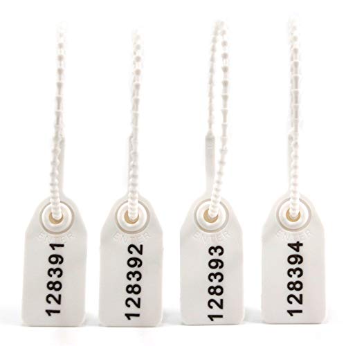 Tamper Proof Zip Ties Plastic Security Seal Disposable Self Locking Security Tags Numbered Pull Tite Label Signage for Fire Extinguisher Truck 250mm Pack of 100 (White) - color: White, size: 100