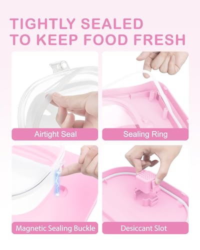 10-13Lbs Airtight Dog Food Storage Container,Collapsible Pet Food Storage | Dog Food Container with Double Airtight Seal,Cat Food Container Dry Food Fresh,Space Saving,Pest/Mouse-proof,Scoop - color: Pink/10-13 Lbs