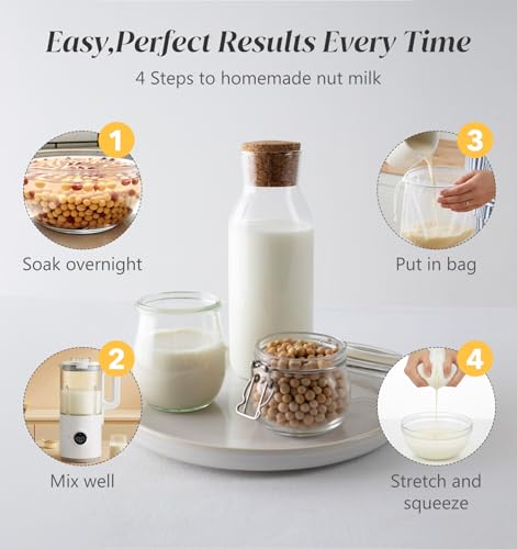 6 Pack Nut Milk Bag, 12 x 8 Inch Reusable Mesh Strainer for Juicing Nut Milk, Cheese, Tofu, Tea (Fine Mesh, Washable)