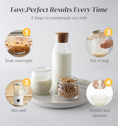 6 Pack Nut Milk Bag, 12 x 8 Inch Reusable Mesh Strainer for Juicing Nut Milk, Cheese, Tofu, Tea (Fine Mesh, Washable)