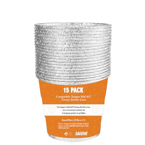 15 Pack BAC407 Grease Bucket Liner for Traeger Grills,Drip Liner Drip Pan for HDW152 Grease Bucket Traeger Pro Series 575/780, 20/22/34, Ironwood 650/885 Grills - color: Liner