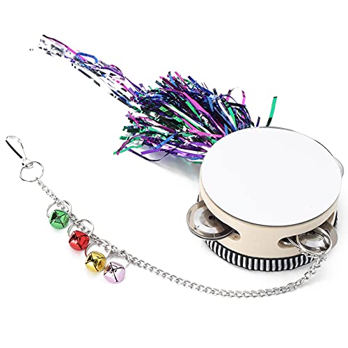 Pet Chicken Mirror Drum Toy, Double Sided Hanging Toy with Bells and Clickers for Hens and Chicks