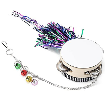 Pet Chicken Mirror Drum Toy, Double Sided Hanging Toy with Bells and Clickers for Hens and Chicks