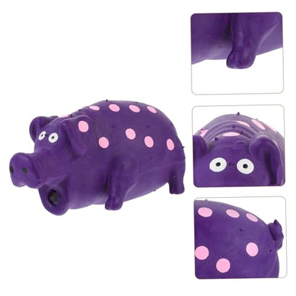 Pig-Shaped Dog Chew with Built Squeaker Biting Resistant Medium Dog Teething Plaything for Furniture Protection and Interactive Fun Easy to Clean Purple Latex