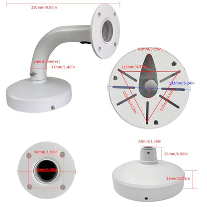 Indoor Outdoor Security Camera Wall Mount, L-Type Metal Bracket, Junction Box Cable Management
