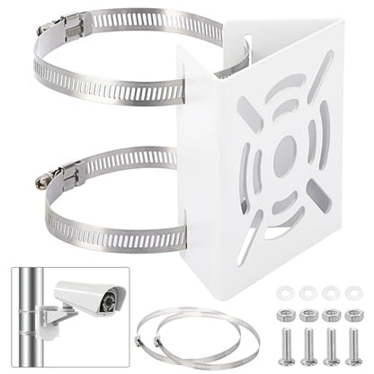 Sumnacon Camera Pole Mount Bracket-Stainless Steel Pole Mount Adapter Bracket with Loops,Sturdy Camera Mount Bracket for Pole Post,Universal Pole Mount Bracket for CCTV Security Camera Ptz Dome - color: Silver