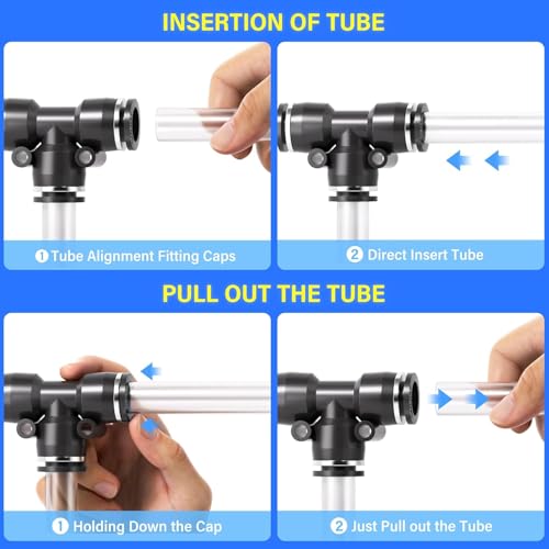 TAILONZ PNEUMATIC 3/8"OD x 1/4"NPT Push to Connect Fittings Pneumatic Fittings Kit 6 Spliters+6 Elbows+6 tee+6 Straight +6 Straight Thread Connector+6 Elbow Thread Connector (36 pcs) - size: 3/8"OD x 1/4"NPT
