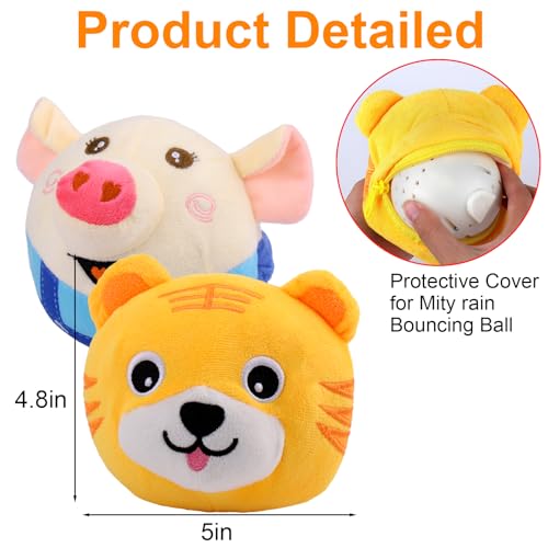 Mity rain Interactive Dog Ball Cover, Replacement Covers Only for Bouncing Ball (Blue Pig+Tiger) - style: Blue Pig+Tiger