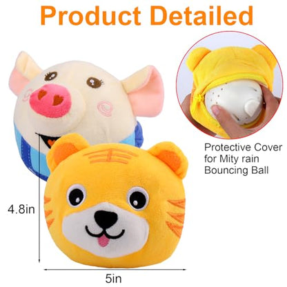 Mity rain Interactive Dog Ball Cover, Replacement Covers Only for Bouncing Ball (Blue Pig+Tiger) - style: Blue Pig+Tiger