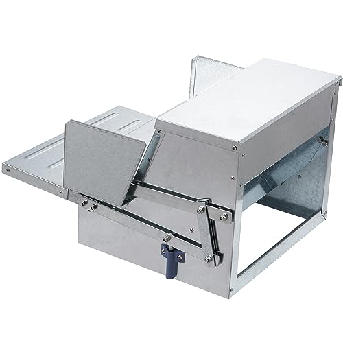 VEVOR Poultry Feeder, 25lbs Capacity, Feed Chicken Feeder with Lid & Lock, Outdoor Coop Food Dispenser, No Waste, Weatherproof Galvanized Metal Feeder for Ducks, Geese