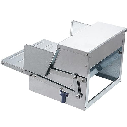 VEVOR Poultry Feeder, 25lbs Capacity, Feed Chicken Feeder with Lid & Lock, Outdoor Coop Food Dispenser, No Waste, Weatherproof Galvanized Metal Feeder for Ducks, Geese