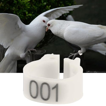 100Pcs Birds Leg Rings, 8mm Pigeon Leg Bands 001 to 100 Numbered Plastic Clip on Identification Rings for Chicks Parrots Finch Dove Lovebird Quail Bantam Lovebirds (White) - color: White