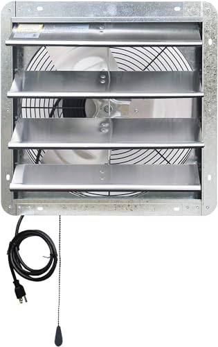 Iliving ILG8SF16V-T Wall-Mount Shutter Exhaust Fan, 16" - Variable Speed, Silver - style: Fan With Thermostat