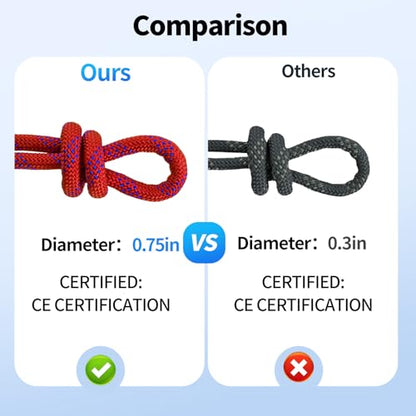 100Ft 3/4 Inch Heavy Duty Climbing Rope - for Tree Swing, Pulling, Outdoor & Gym Use (Red) - size: 100ft-Red-3/4