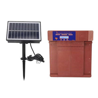 Automatic Chicken Coop Door Opener, Solar Battery Powered with LED Display, Timer Function, Double Doors Electric for Chickens, Ducks, Geese, Easy to Set Opening and Closing Time (Bronzer) - color: Bronzer
