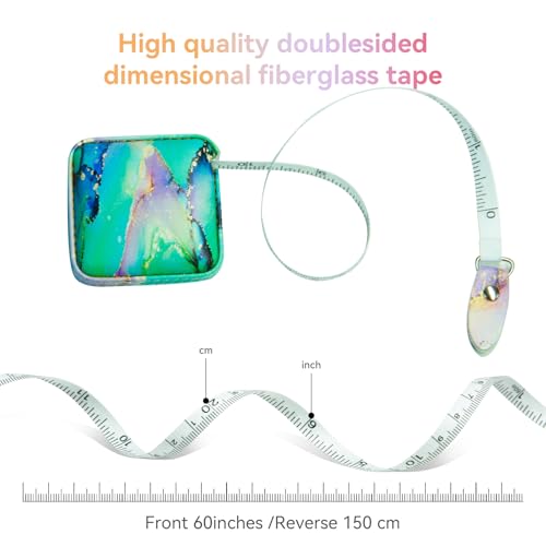 Mini Retractable Soft Tape Measure for Sewing, Fabric, Body Measurements - Emerald Green+Ice Blue - color: Emerald Green+Ice blue