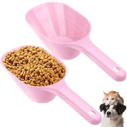 Dog Food Scoop, 1 Cup Pet Food Scoop With Measuring Lines (pink) - color: pink