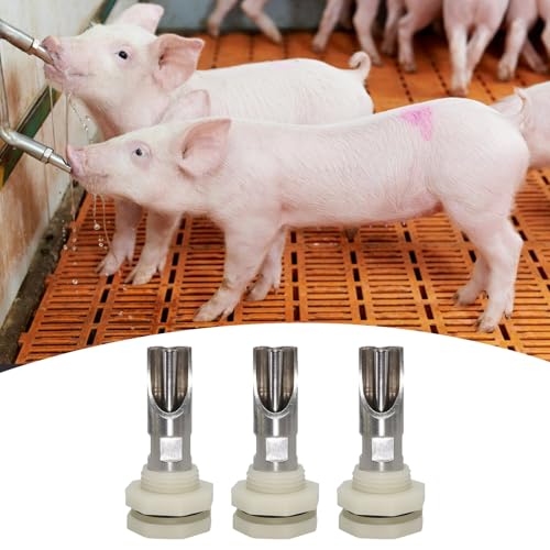 Pack of 5 Stainless Steel Automatic Pigs Nipple Waterer Set with Brass Connectors for Efficient Livestock Hydrations Stainless Steel Feeder