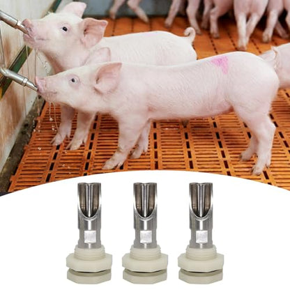 Pack of 5 Stainless Steel Automatic Pigs Nipple Waterer Set with Brass Connectors for Efficient Livestock Hydrations Stainless Steel Feeder