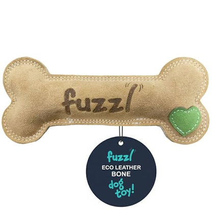 Fuzzl Large Leather Bone Dog Toy Natural and Tough Dog Toys - Long Lasting Chew Toys for Aggressive Chewers - Strong Dog Toy for Dogs and Puppy - style: Bone