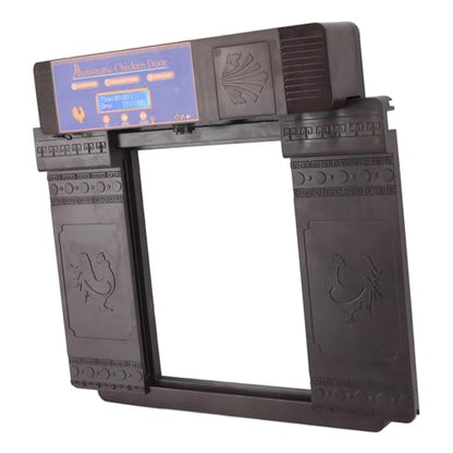 Automatic Chicken Coop Door, Lightweight Durable Solar Powered with Timer and Infrared Anti Pinch Sensor, for Poultry Coop Chicken Duck Goose (Dark Brown) - color: Dark Brown