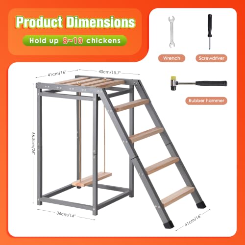 Chicken Coop Perch with Swing & Ladder for 6 to 10 Chickens