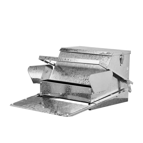 20'' Automatic Treadle Chicken Feeder, No Waste No Spill Rodent Proof Metal Chicken Feeder with Weatherproof Lid & Lock, Chicken Supplies for Your Chickens Duck Bantams Pheasants Poultry Coop