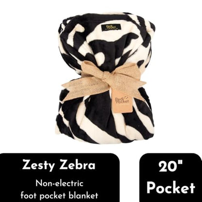 PediPocket Patented Foot Pocket Blanket – 50” x 70” with 20” Deep Foot Pocket, Plush Velvety Fleece Blanket, Everyday Luxurious Comfort, Machine Washable, Gift Idea – Zesty Zebra (Non-Electric) - color: Zesty Zebra