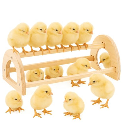 Chicken Roosting Perch Bar - Large Pine Wood with Mirror, Outdoor Use, Easy Installation