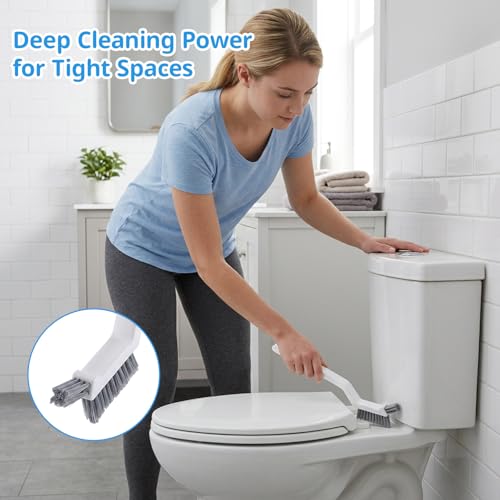 4PCS Shower Brush for Cleaning Set, Floor Scrub Brush with Long Handle and Bathtub Scrubber 2-Pack Tub,Scrubber Comes with Hook and Debris Clip for Effective Shower and Bathtub Cleaning