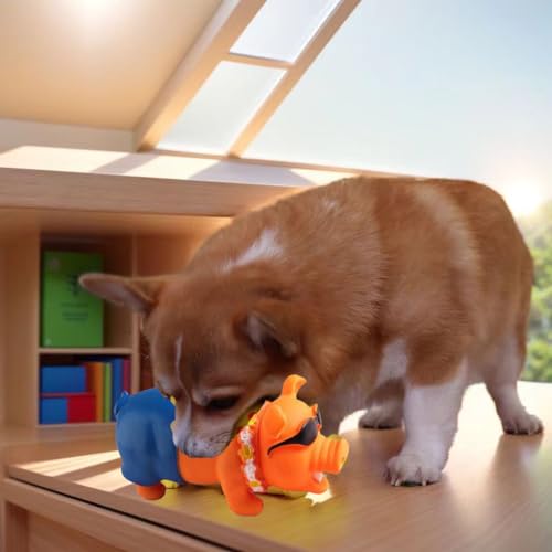 Pig Dog Toy Squeaky Toy for Playful Pups, Orange Swimming Pig