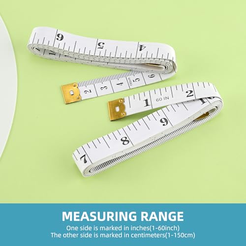 HESSION 2 Pack Soft Ruler 60-Inch Double Scales Measuring Tape White