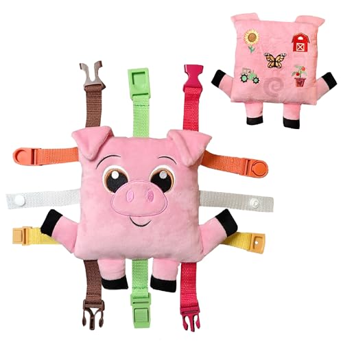 Buckle Toys - Boink Pig - Learning Activity Toy - Develop Fine Motor Skills - Compact Travel Size - Perfect Calming Sensory Toys - color: Boink Pig